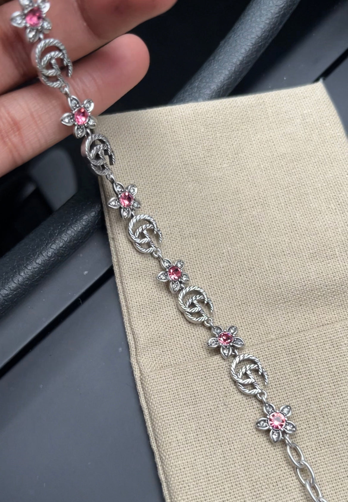 Dainty Silver Bracelet Double G Vintage