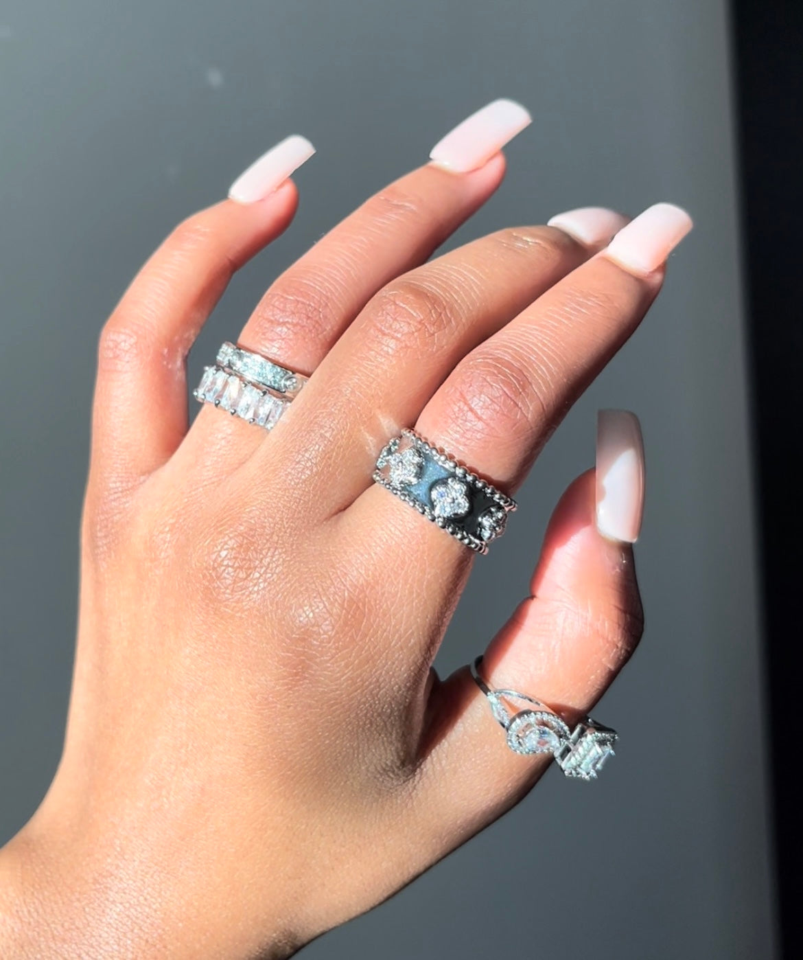Chunky Flower Ring - Silver