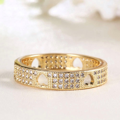 Diamonte Heart Ring Gold