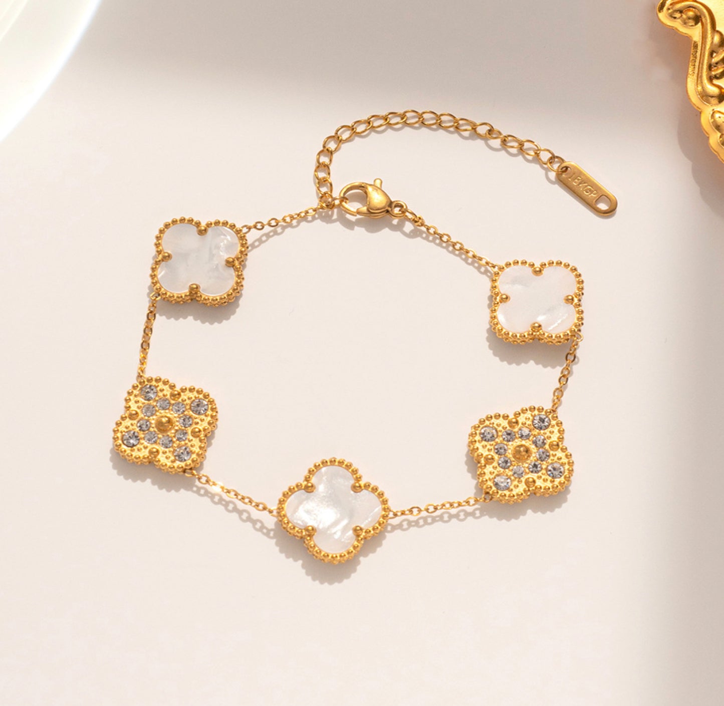 Diamonte Clover bracelets - White
