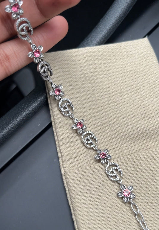 Dainty Silver Bracelet Double G Vintage