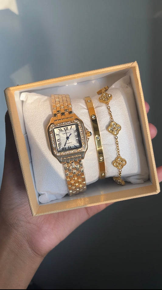 Bracelet Stack + Gold Watch