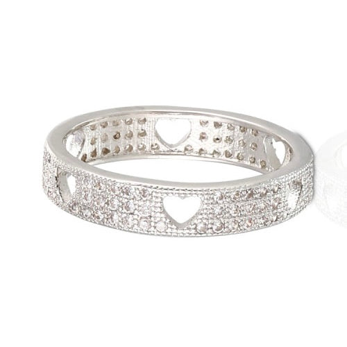 Diamonte Heart Ring Silver