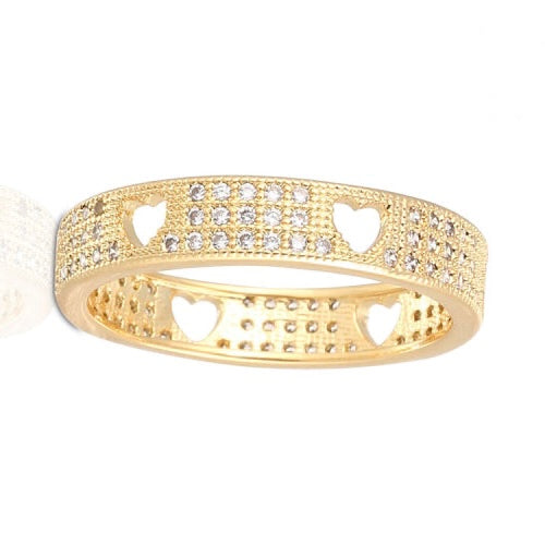 Diamonte Heart Ring Gold